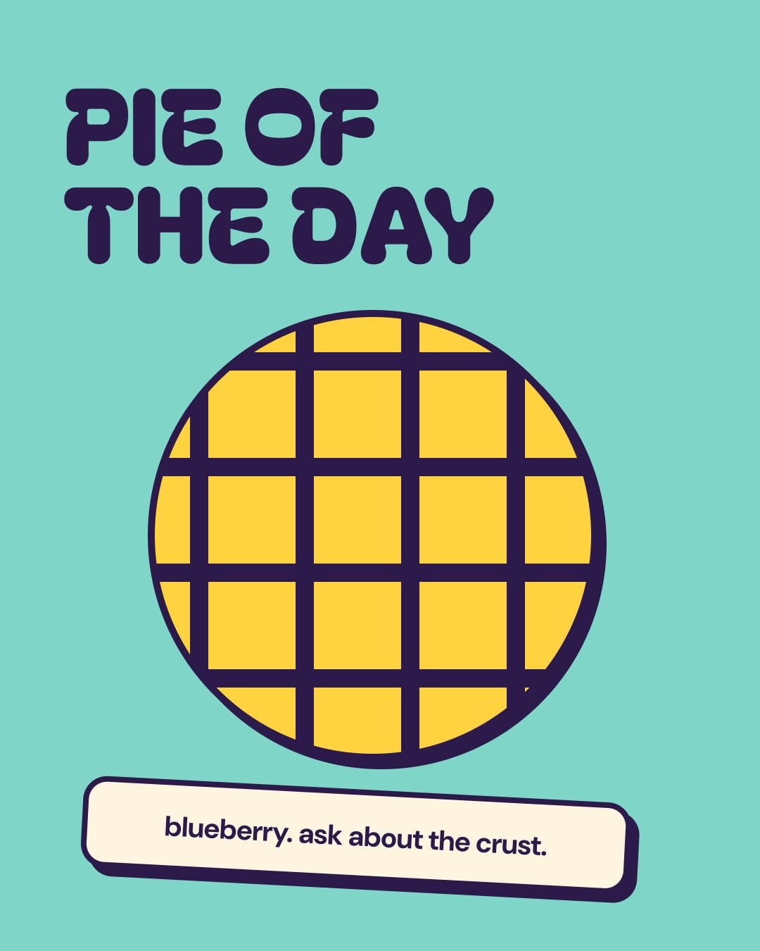 Dollop and Dory post: PIE OF THE DAY, a lattice pie drawn in lemon and ink on sea glass