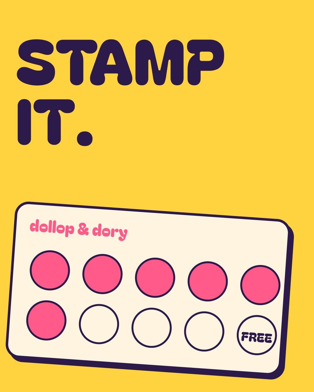 Post: STAMP IT. a stamp card with ten circles, the tenth one FREE