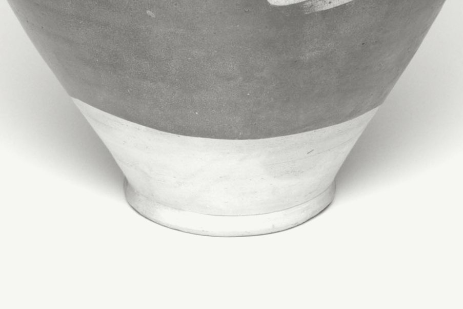 Detail: the unglazed foot where the glaze stops