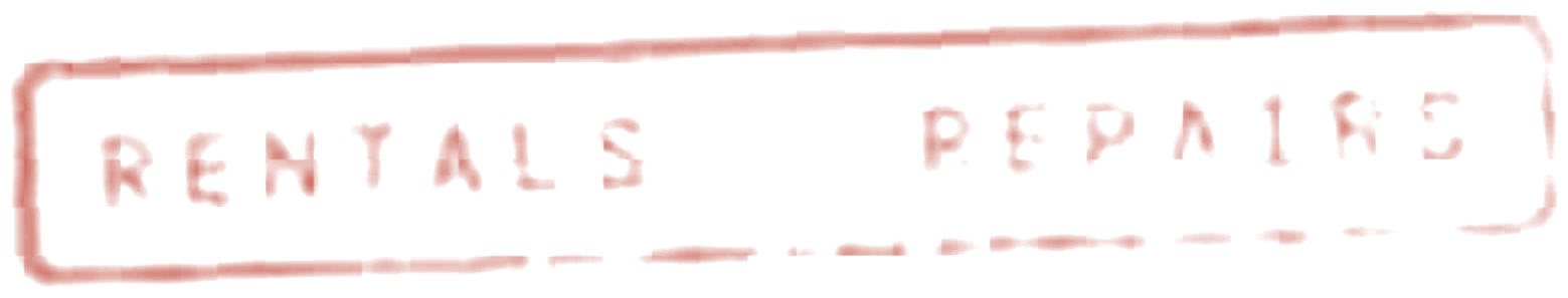 Rubber stamp in Buoy Red: RENTALS · REPAIRS