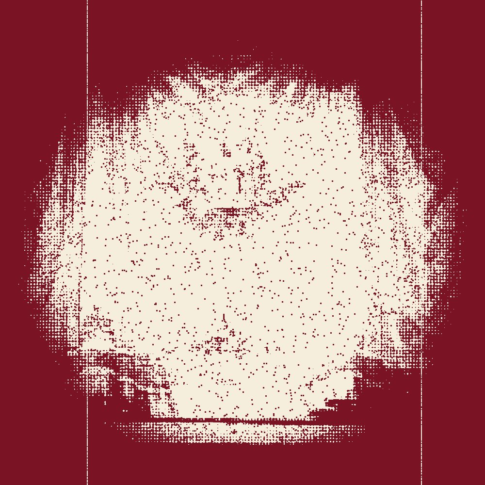 A painted stage curtain in the spot, photocopied (Eugène Ciceri design)