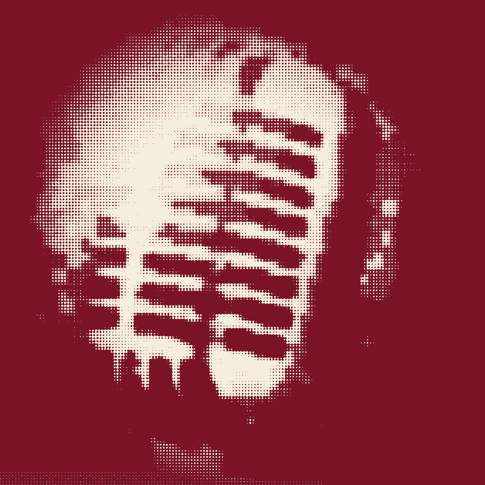 A stand microphone in the spot, photocopied from the open mic flyer