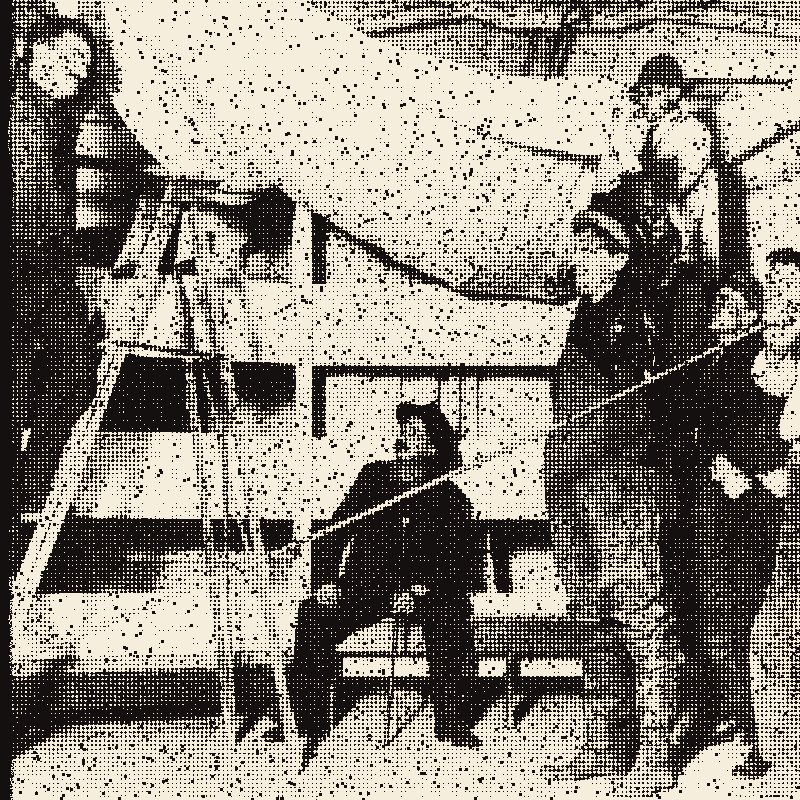 Members of the Provincetown Players hanging a stage cloth, 1916, photocopied