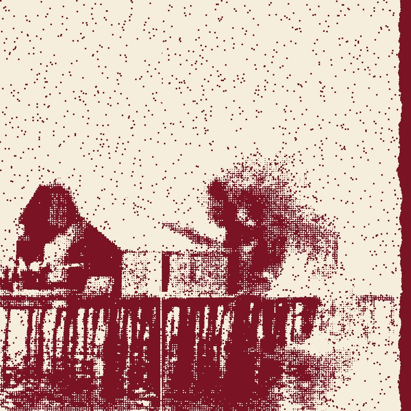 Lewis Wharf in Provincetown on fire in July 1916, photocopied in oxblood