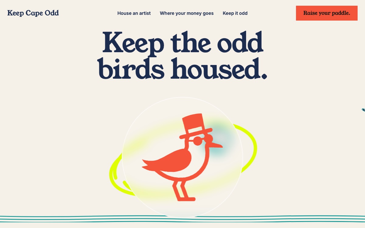 Keep Cape Odd landing page: the coral dapper bird in a navy flock